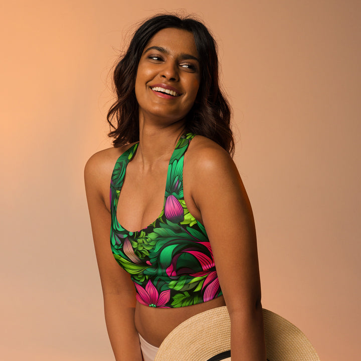[Floral Bloom] Wild Flora Longline sports bra Sports Bra The Hyper Culture