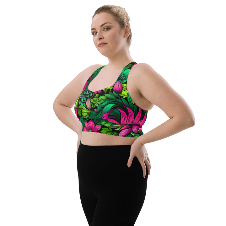 [Floral Bloom] Wild Flora Longline sports bra Sports Bra The Hyper Culture
