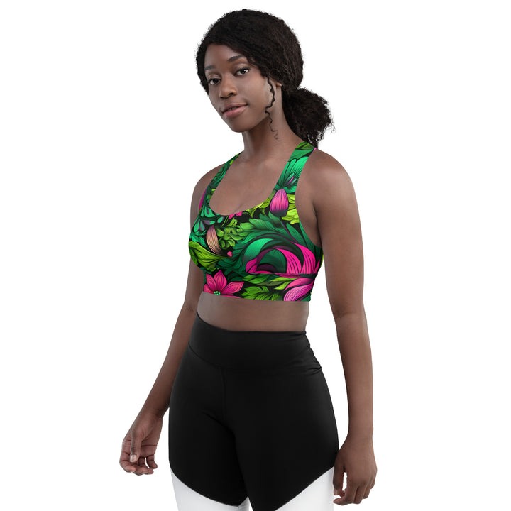 [Floral Bloom] Wild Flora Longline sports bra Sports Bra The Hyper Culture