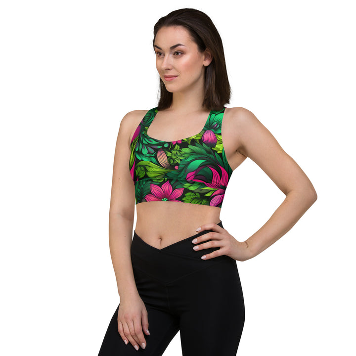 [Floral Bloom] Wild Flora Longline sports bra Sports Bra The Hyper Culture