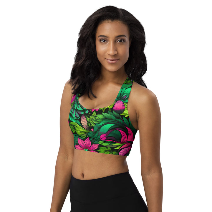 [Floral Bloom] Wild Flora Longline sports bra Sports Bra The Hyper Culture