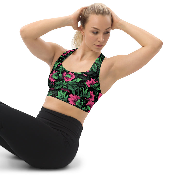 [Floral Bloom] Mystic Flora Longline Sports Bra Sports Bra The Hyper Culture