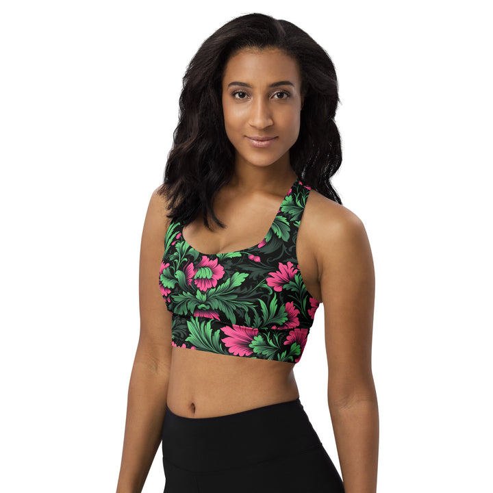 [Floral Bloom] Mystic Flora Longline Sports Bra Sports Bra The Hyper Culture