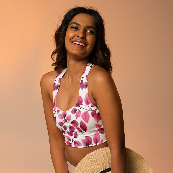 [Floral Bloom] Love Leaf Longline Sports Bra Sports Bra The Hyper Culture