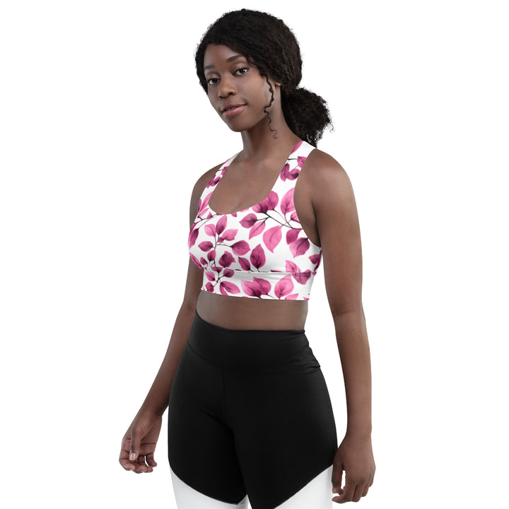 [Floral Bloom] Love Leaf Longline Sports Bra Sports Bra The Hyper Culture