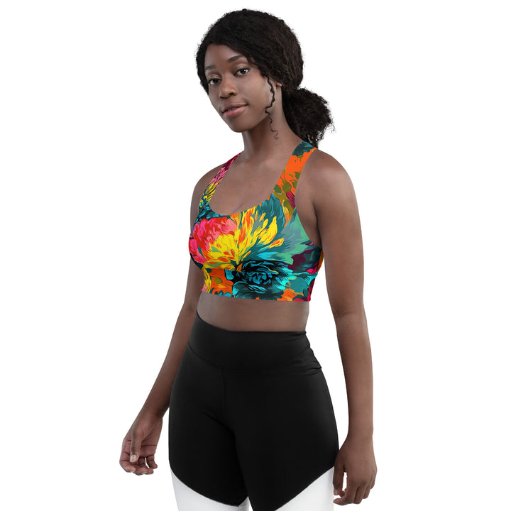[Floral Bloom] Neon Longline Sports Bra Sports Bra The Hyper Culture