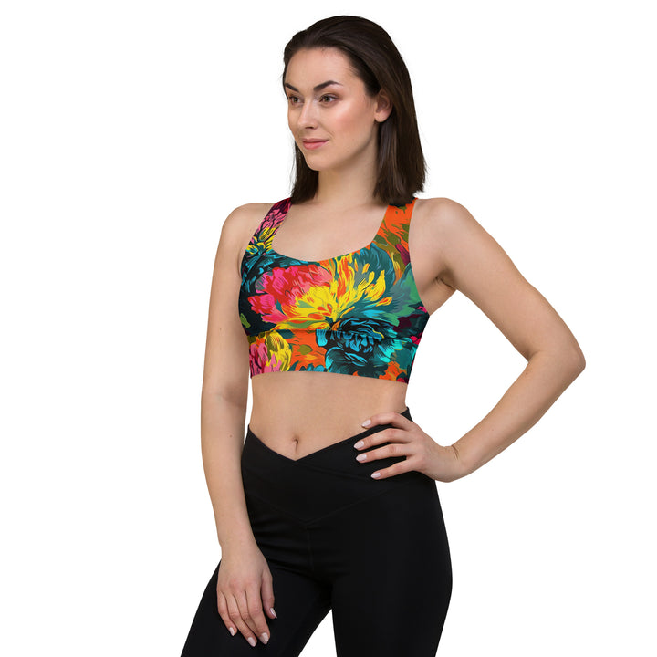 [Floral Bloom] Neon Longline Sports Bra Sports Bra The Hyper Culture