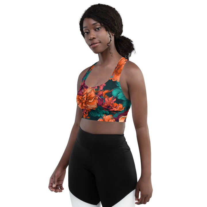 [Floral Bloom] Emerald Bliss Longline Sports Bra Sports Bra The Hyper Culture