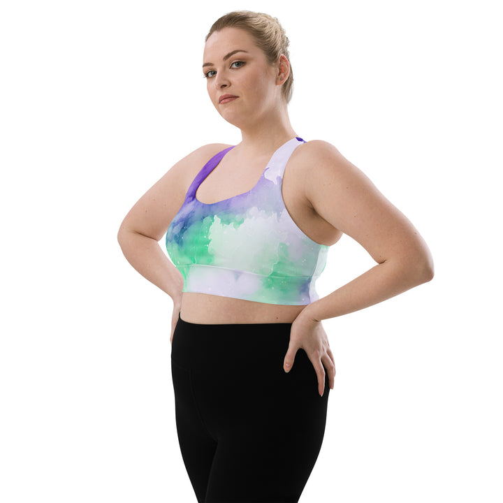 [Luxe Chic] Inky Spill Longline Sports Bra Sports Bra The Hyper Culture