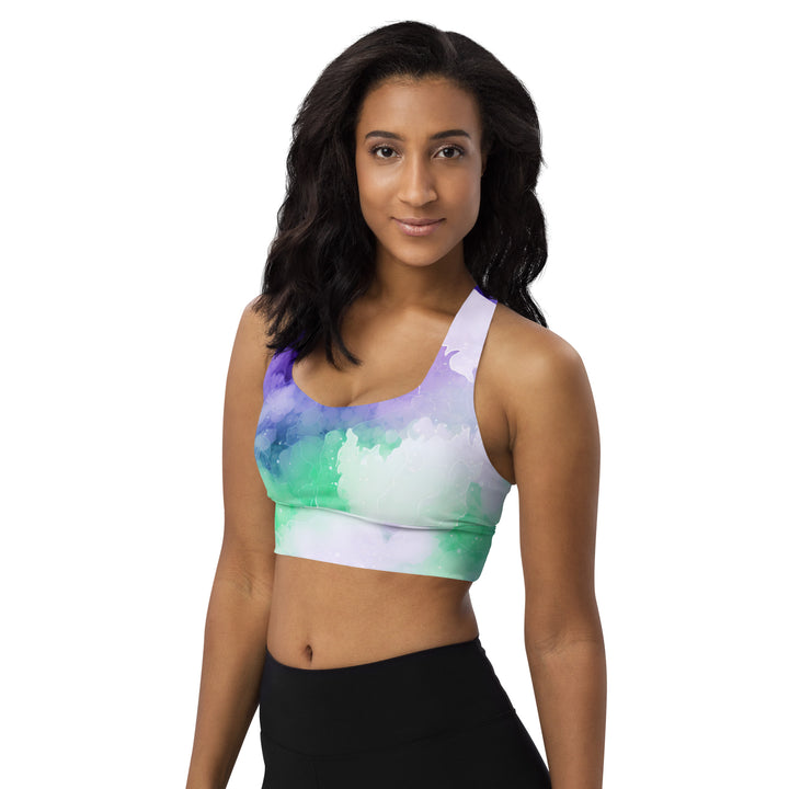 [Luxe Chic] Inky Spill Longline Sports Bra Sports Bra The Hyper Culture