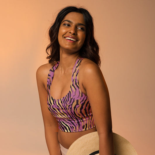[Wild Side] Purple Stripie Longline Sports Bra Sports Bra The Hyper Culture