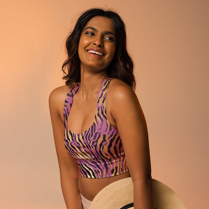 [Wild Side] Purple Stripie Longline Sports Bra Sports Bra The Hyper Culture