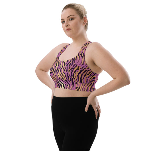 [Wild Side] Purple Stripie Longline Sports Bra Sports Bra The Hyper Culture