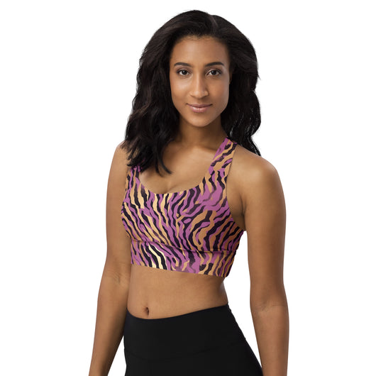 [Wild Side] Purple Stripie Longline Sports Bra Sports Bra The Hyper Culture
