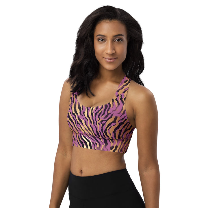 [Wild Side] Purple Stripie Longline Sports Bra Sports Bra The Hyper Culture