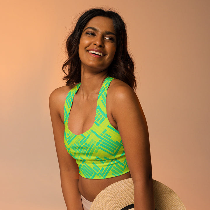 [GeoModa] Lemon Zest Longline Sports Bra Sports Bra The Hyper Culture