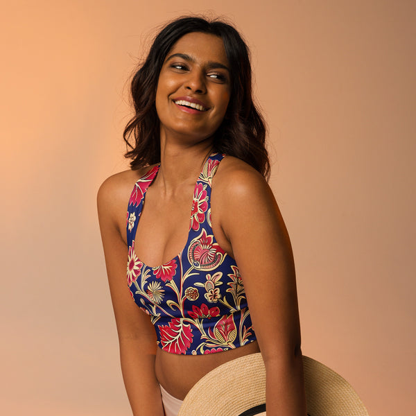 [Floral Bloom] Ruby Heritage Longline Sports Bra