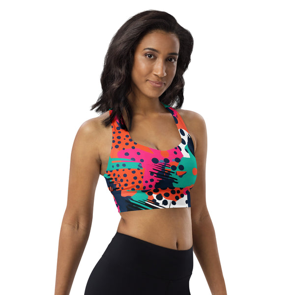 [GeoModa] Digital Chaos Longline Sports Bra Sports Bra The Hyper Culture