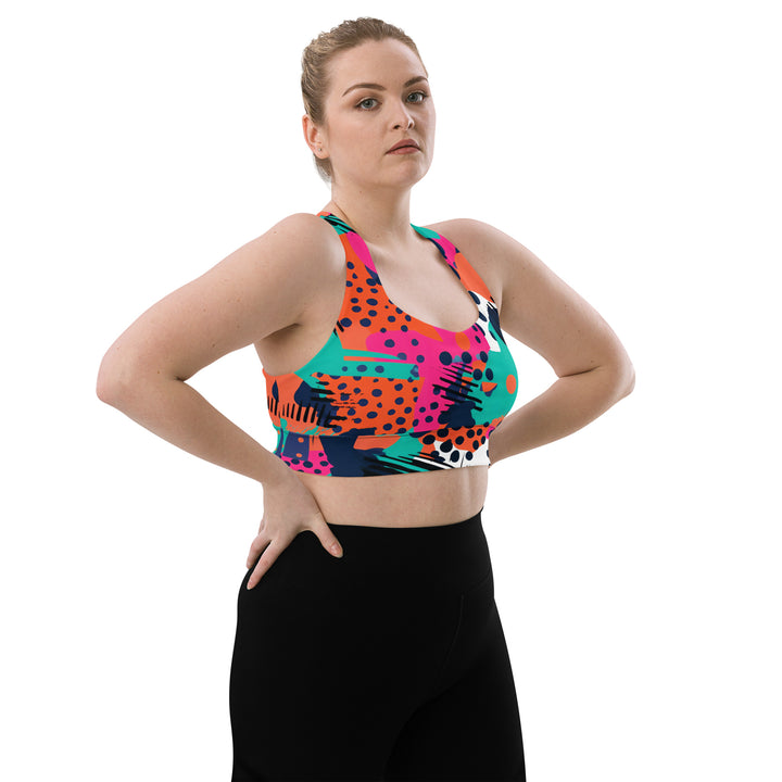 [GeoModa] Digital Chaos Longline Sports Bra Sports Bra The Hyper Culture
