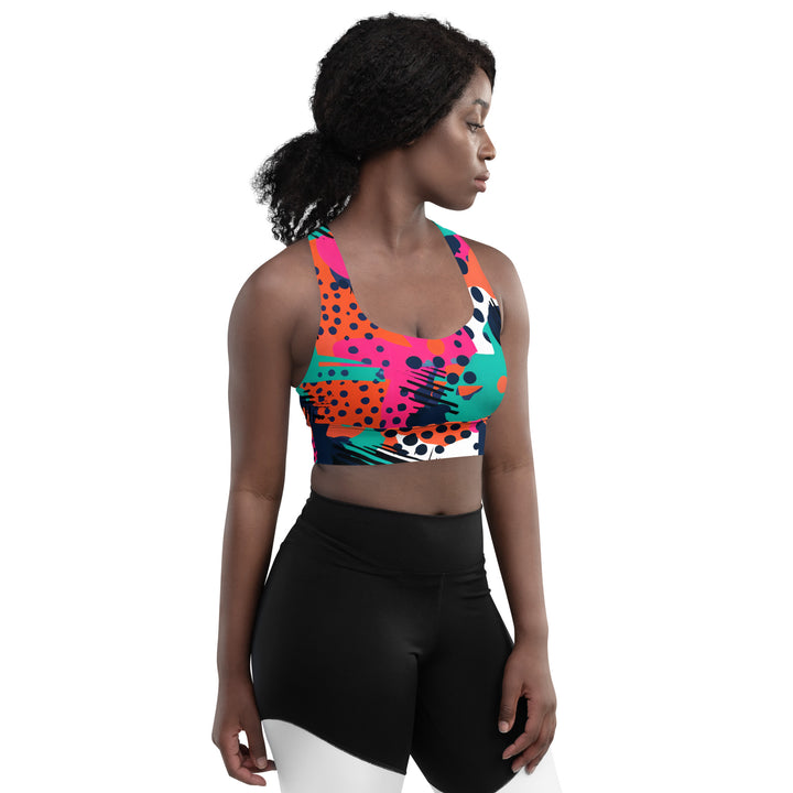 [GeoModa] Digital Chaos Longline Sports Bra Sports Bra The Hyper Culture