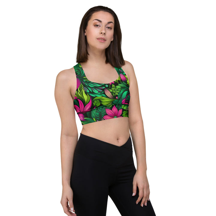[Floral Bloom] Wild Flora Longline sports bra Sports Bra The Hyper Culture
