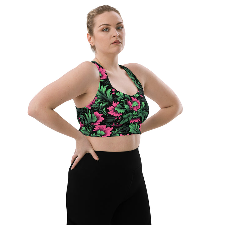 [Floral Bloom] Mystic Flora Longline Sports Bra Sports Bra The Hyper Culture