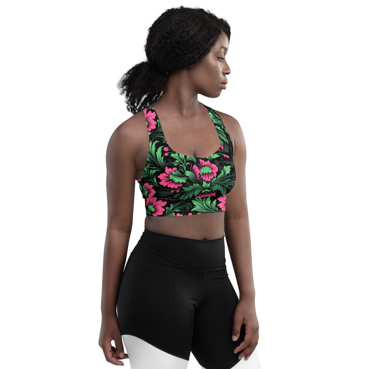 [Floral Bloom] Mystic Flora Longline Sports Bra Sports Bra The Hyper Culture