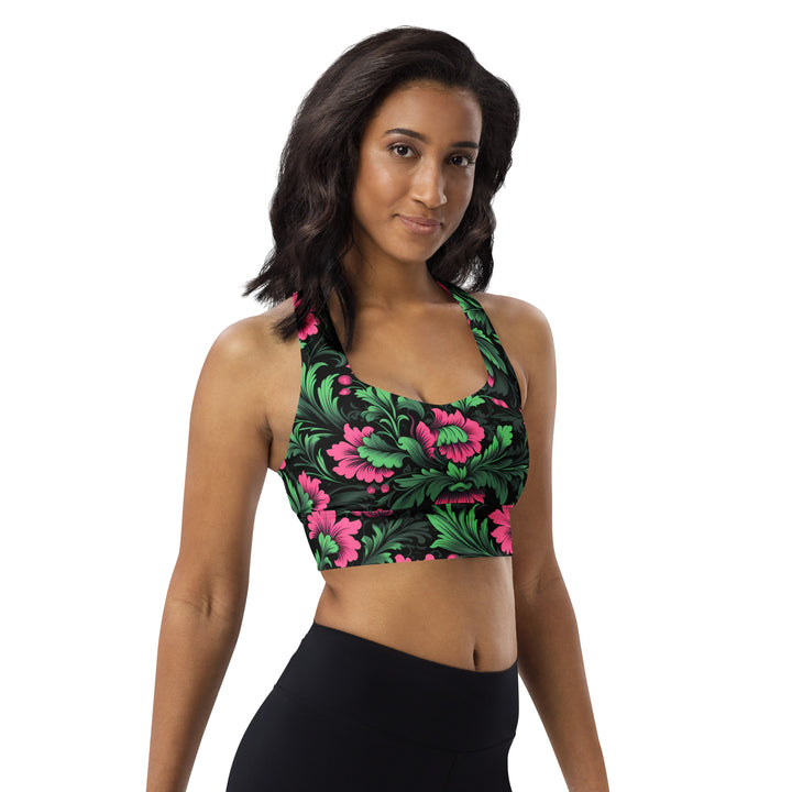 [Floral Bloom] Mystic Flora Longline Sports Bra Sports Bra The Hyper Culture