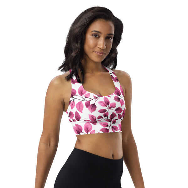 [Floral Bloom] Love Leaf Longline Sports Bra Sports Bra The Hyper Culture