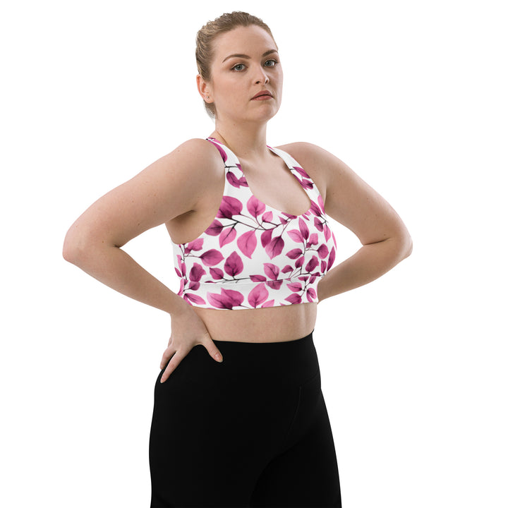 [Floral Bloom] Love Leaf Longline Sports Bra Sports Bra The Hyper Culture