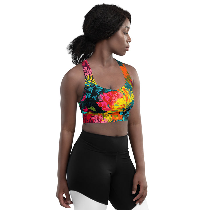 [Floral Bloom] Neon Longline Sports Bra Sports Bra The Hyper Culture