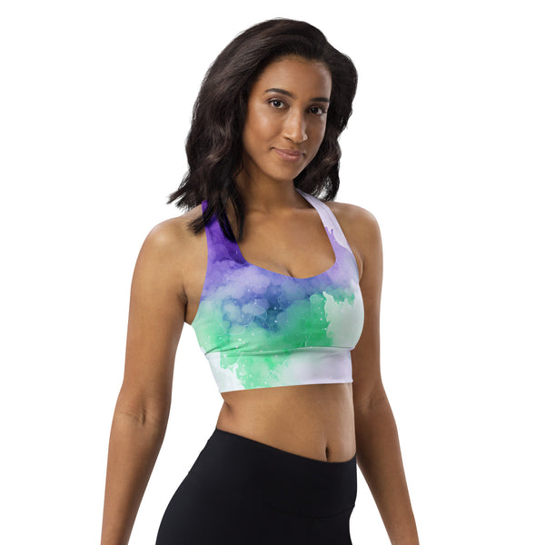 [Luxe Chic] Inky Spill Longline Sports Bra Sports Bra The Hyper Culture