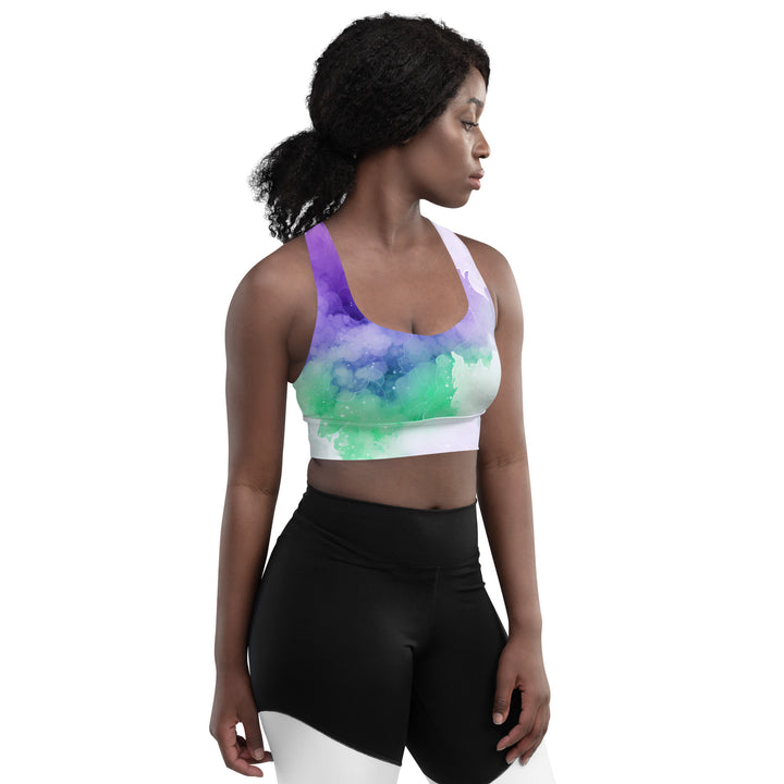 [Luxe Chic] Inky Spill Longline Sports Bra Sports Bra The Hyper Culture