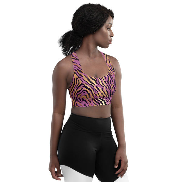 [Wild Side] Purple Stripie Longline Sports Bra Sports Bra The Hyper Culture