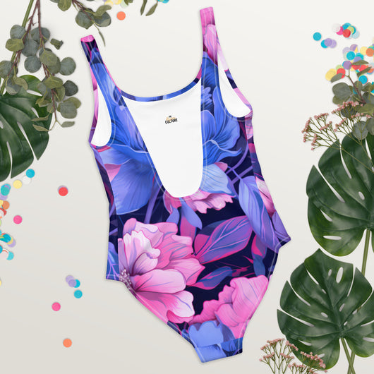 [Floral Bloom] Night Glo One-Piece Swimsuit Swimsuit The Hyper Culture