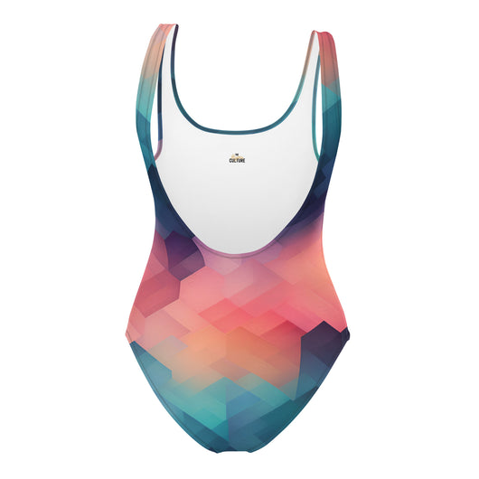 [GeoModa] Cubic Blush One-Piece Swimsuit Swimsuit The Hyper Culture
