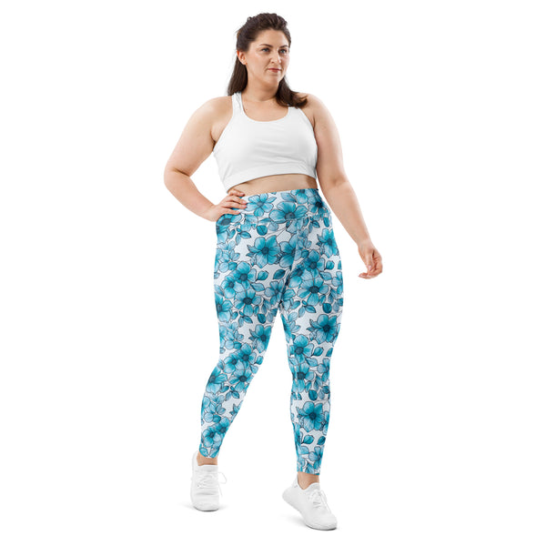 [Floral Bloom] Blue Mystique Plus Size Leggings