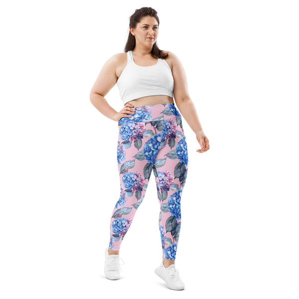 [Floral Bloom] Blushing Hydrangea Plus Size Leggings