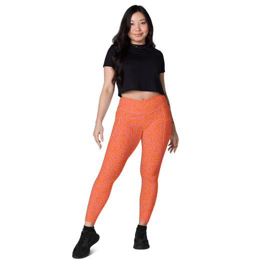 [GeoModa] Coral Crush Crossover Leggings with Pockets - The Hyper Culture Leggings [GeoModa] Coral Crush Crossover Leggings with Pockets - 2XS www.thehyperculture.com