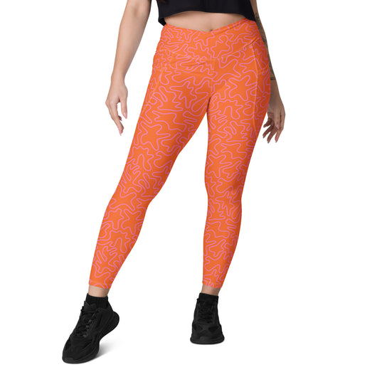 [GeoModa] Coral Crush Crossover Leggings with Pockets - The Hyper Culture Leggings [GeoModa] Coral Crush Crossover Leggings with Pockets - 2XS www.thehyperculture.com
