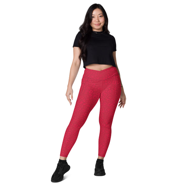 [Wild Side] Crimson Roar Crossover Leggings with Pockets