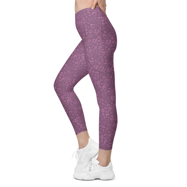 [Wild Side] Burgundy Roar Crossover Leggings with Pockets