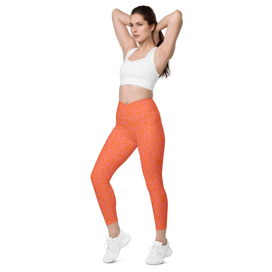 [GeoModa] Coral Crush Crossover Leggings with Pockets - The Hyper Culture Leggings [GeoModa] Coral Crush Crossover Leggings with Pockets - 2XS www.thehyperculture.com