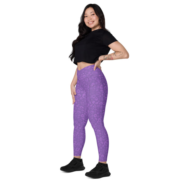 [Wild Side] Purple Roar Crossover Leggings with Pockets