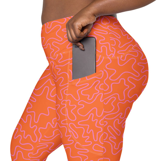 [GeoModa] Coral Crush Crossover Leggings with Pockets - The Hyper Culture Leggings [GeoModa] Coral Crush Crossover Leggings with Pockets - 2XS www.thehyperculture.com