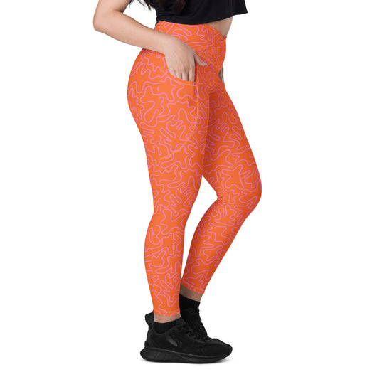 [GeoModa] Coral Crush Crossover Leggings with Pockets - The Hyper Culture Leggings [GeoModa] Coral Crush Crossover Leggings with Pockets - 2XS www.thehyperculture.com
