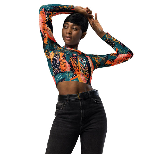 [Gypsy Soul] Desert Rose Recycled long-sleeve crop top T-shirt The Hyper Culture