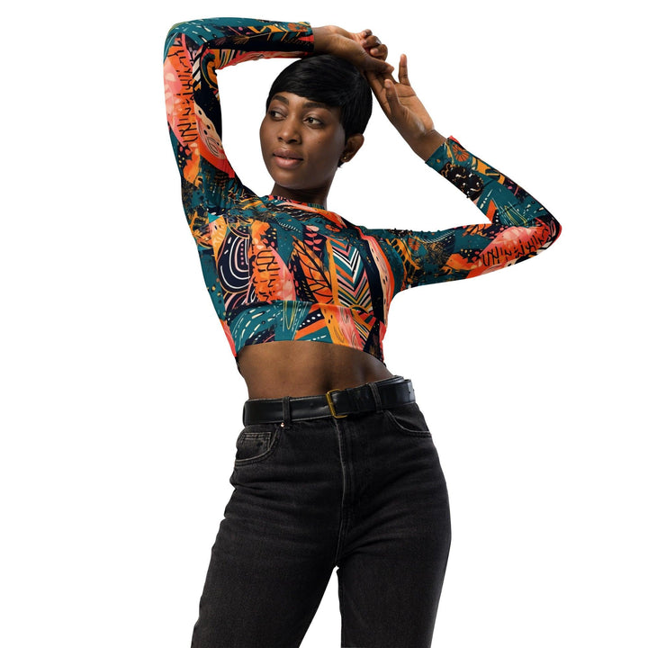 [Gypsy Soul] Desert Rose Recycled long-sleeve crop top T-shirt The Hyper Culture