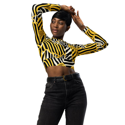 [Wild Side] Zebralicious Long Sleeve Crop Top T-shirt The Hyper Culture