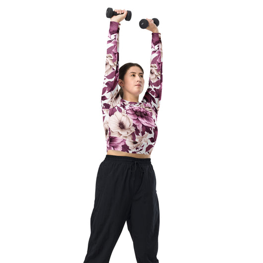 [Floral Bloom] Mauvin Flo Long Sleeve Crop Top T-shirt The Hyper Culture